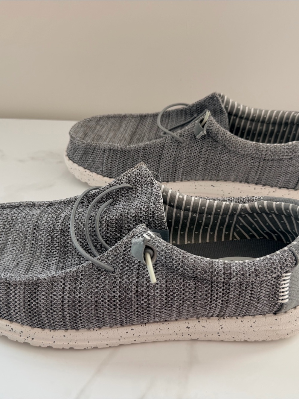 Hey Dude Wally Stretch Sox Wide Gray Knit Men’s 13 EE Slip-On Casual Shoes